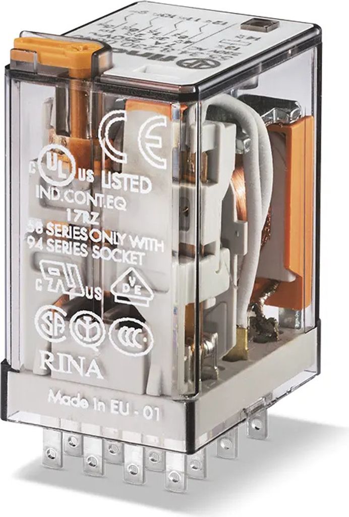 FINDER Relais 7A 24VDC 55.34.9.024.0080 LED-Anz.+Freilaufdiode 4We Industrie