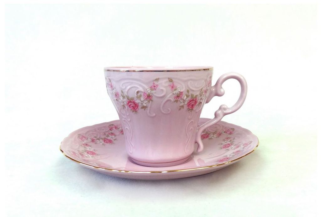 Tasse et soucoupe en porcelaine rose, Ela 0158 Image du produit 