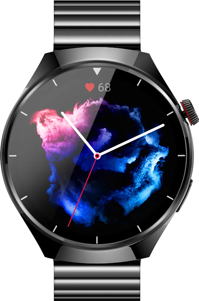Montre connectée homme en acier noir avec fonction appels Bluetooth