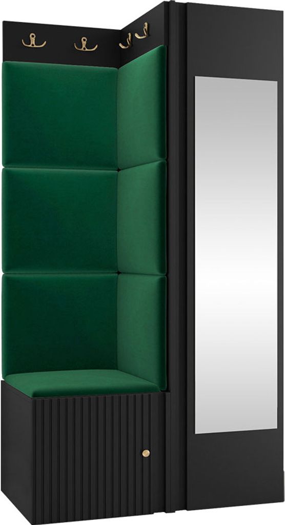 MIRJAN24 Garderoben-Set Orion Ryfel Slim XXVI, Kleiderschrank, Schuhschrank, Kleiderhakenbrett, 7x Paneel 42x42, Spiegel, 6 Kleiderhaken, Metallgri...