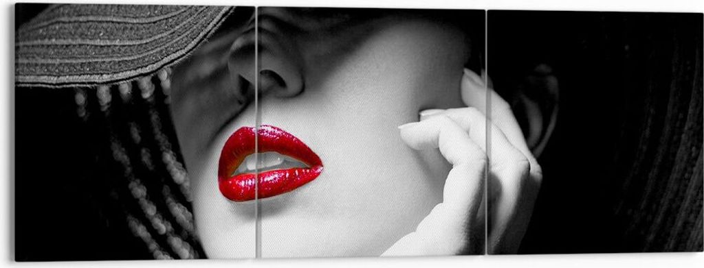 Bild auf Leinwand - Leinwandbild - Frau Gesicht Lippen - 150x50cm - Wand Bild - Wanddeko - Leinwanddruck - Bilder - Kunstdruck - Wanddekoration - L...