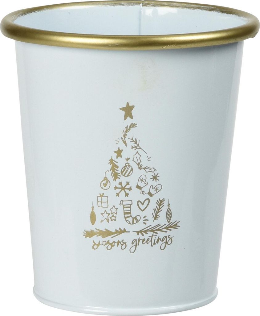 Metalleimer für Weihnachten, weiß, 10 x 11 cm
