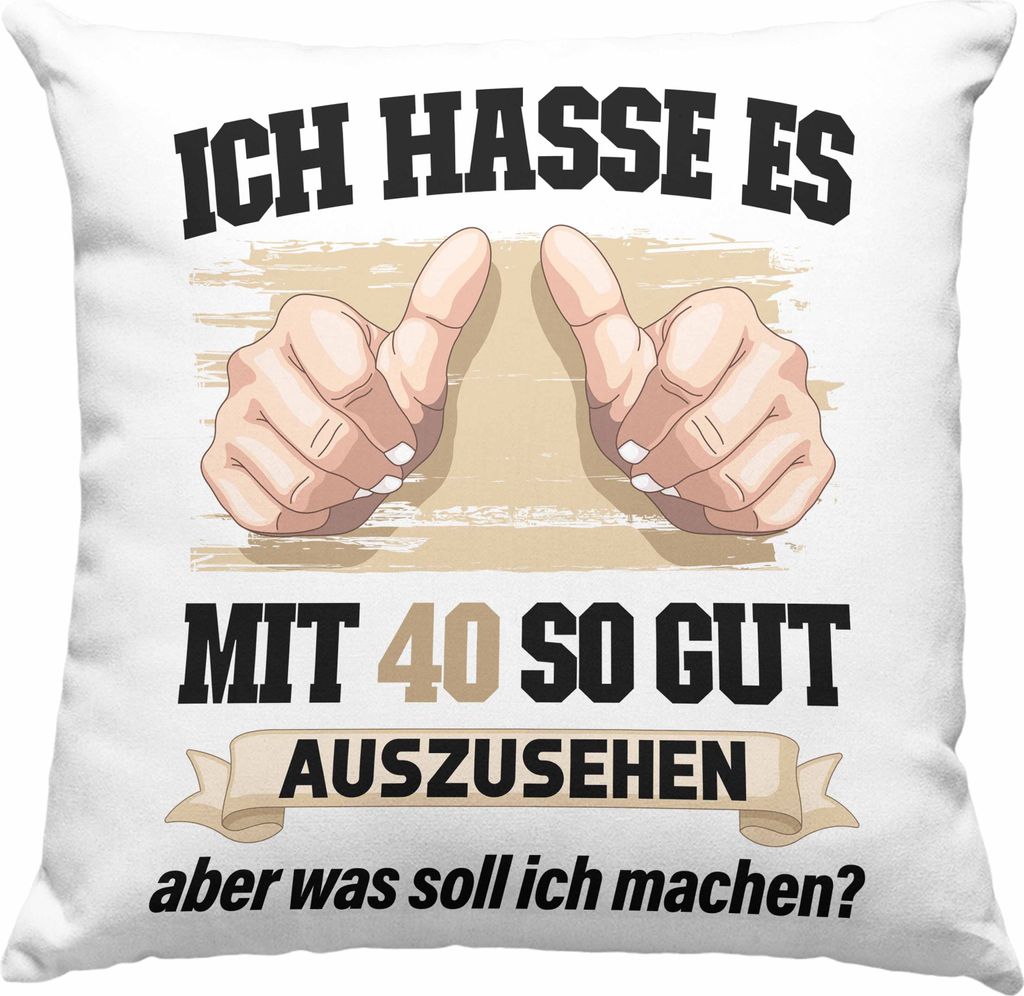 Trendation - 40. Geburtstag Deko-Kissen mit Füllung 40x40 Frau Männer Geschenk 40er Geschenkidee 40 Mutter Vater Mann Frauen Lustig Geschenke Dek...