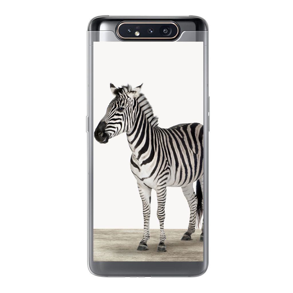 MuchoWow Handyhülle Schutzhülle Hülle für Samsung Galaxy A80 Zebra - Mädchen - Tiere - Kinder - Jungen Silikon Softcase Handy Hülle - Schut...