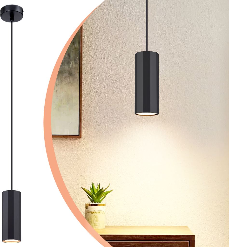 ZMH Pendelleuchte Schwarz Metall 1 Flammig Hängelampe Pendellampe GU10 Modern Industrial Hängeleuchte für Wohnzimmer Esszimmer Küche Schlafzimmer