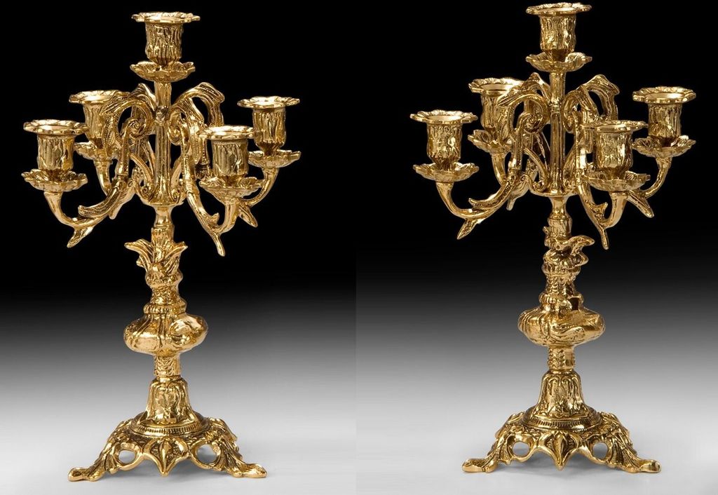 Casa Padrino Luxus Barock Kerzenhalter Set Gold Ø 25 x H. 38 cm - Handgefertigte Barockstil Bronze Kerzenständer - Barock Deko Accessoires - Baro...