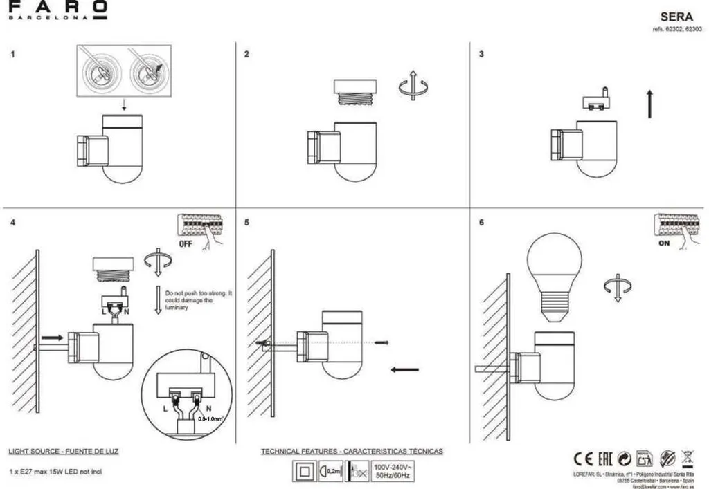 Faro 62302 Sera: Applique in Ceramica Bianca E27 per Interni Chic - 5