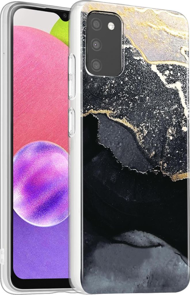 Hülle für Samsung Galaxy A03s Schutzhülle Marmor Motiv Handy Case Silikon Slim Cover