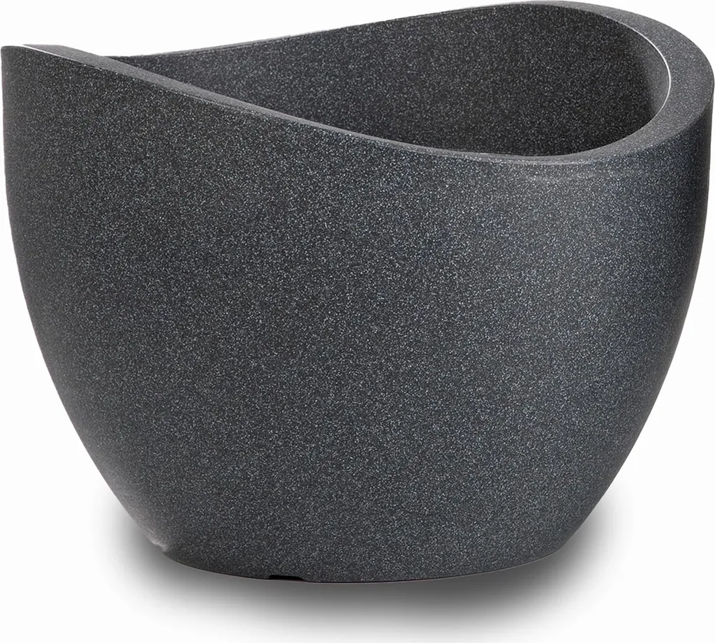 Jardinière Ronde Wave Globe Noir Granite 30 cm - Pot de Fleurs Extérieur