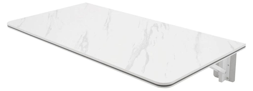 Wandklapptisch - Wandmontierter Schreibtisch - 80×40 cm - Stabile Metallkonsolen - Tragkraft bis 30 kg - 16 mm Platte - Weiß