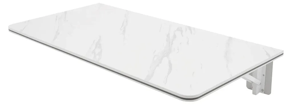 Bureau mural rabattable blanc 80x40 cm - Table murale gain de place