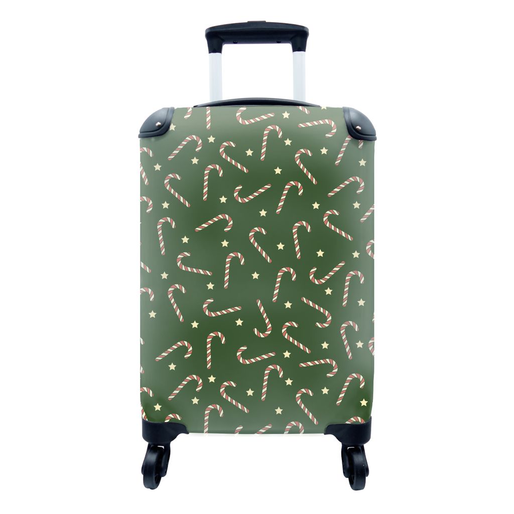 MuchoWow Koffer Handgepäck Trolley Rollkoffer Kleine Reisekoffer mit 4 Rollen - Weihnachten - Muster - Seepocke - Sterne - Cabin Size < 55x40x23...