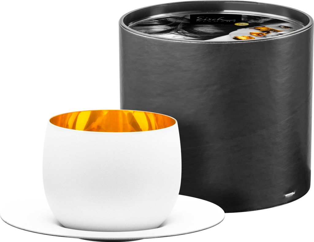 EISCH Cappuccinoglas 109/3 mit Untersetzer in Geschenkr. COSMO PURE WHITE 77410903