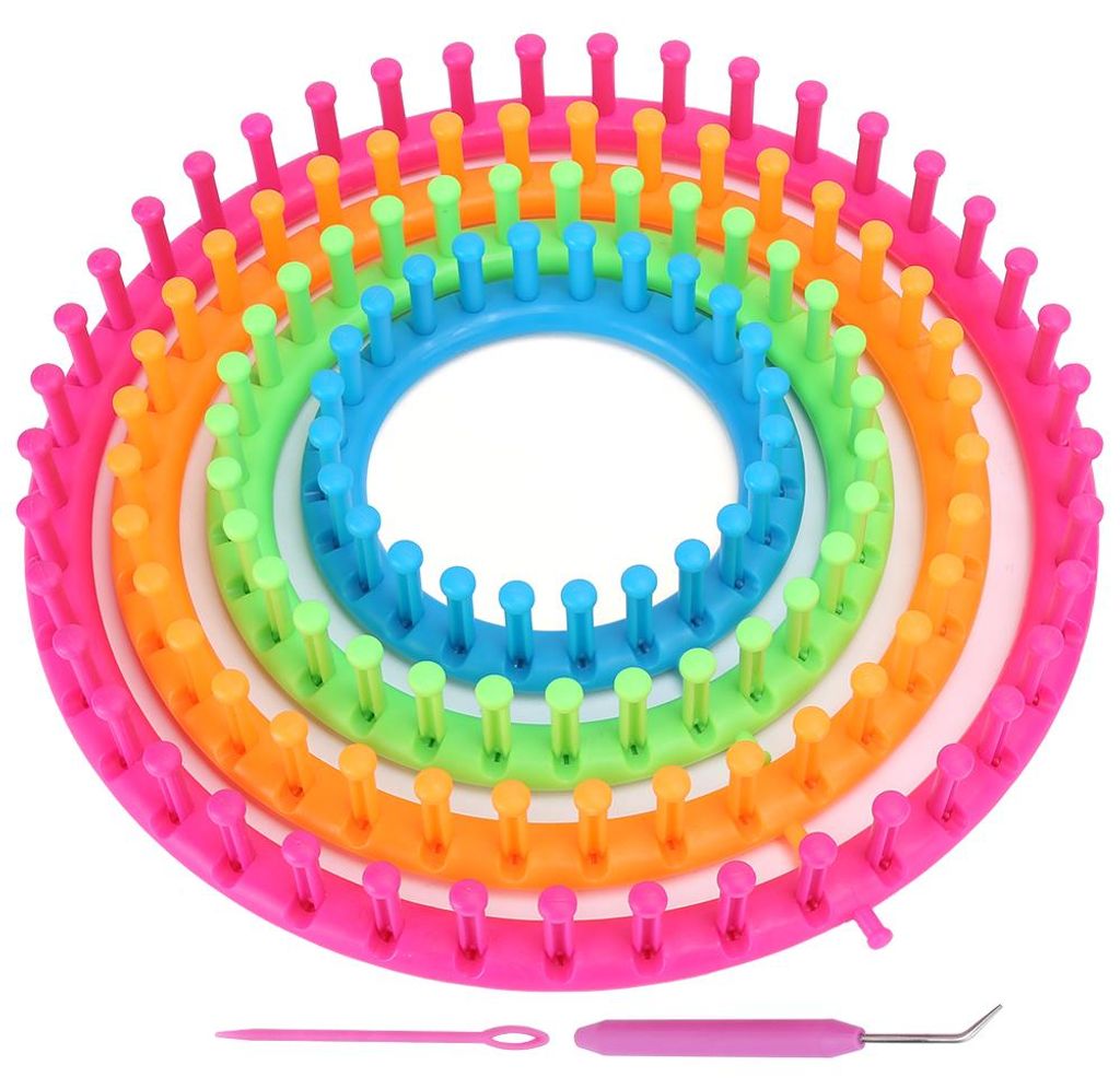 Kreisrunde Strickwebstühle-Set, Bastelset, Werkzeug mit Hakennadel und Pompon-Schalmacher