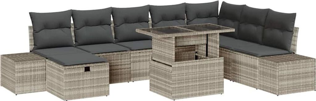 Garten-Sofa-Set 11 pcs Hellgrau Poly Rattan