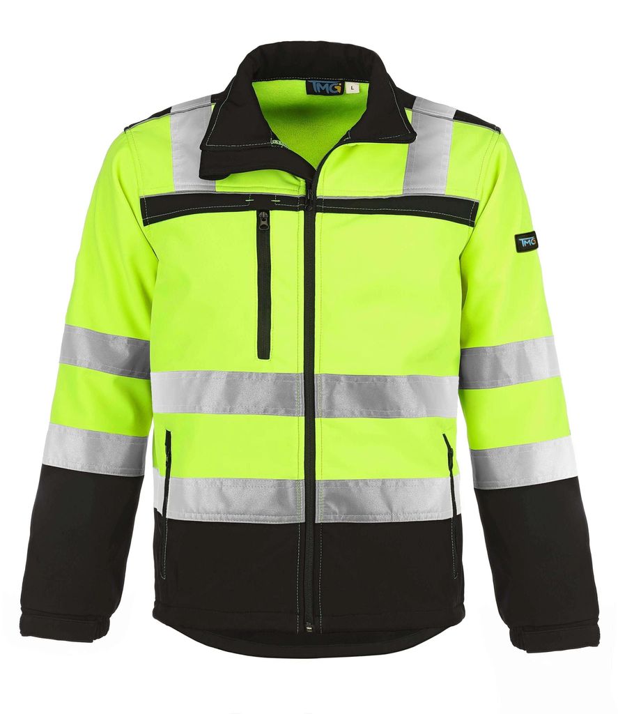 TMG Night Reflex Herren Warnschutz Softshelljacke wasserdicht Klasse 2, XL, gelb