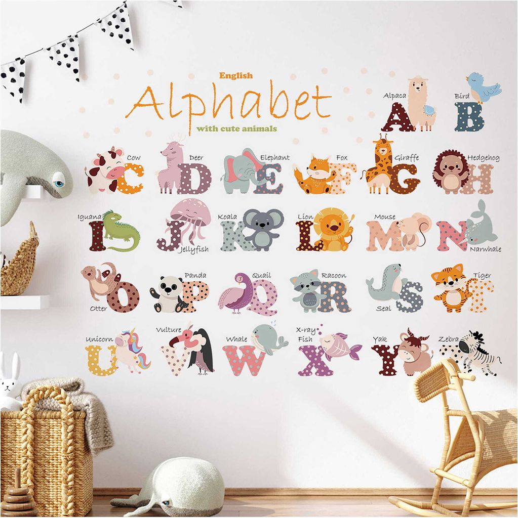 Calcomanías para pared, alfabeto, para habitación infantil Imagen del producto 