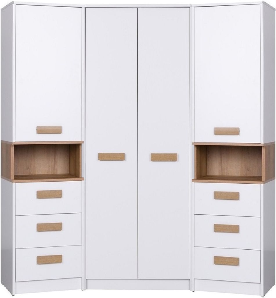 Marmex G17 Set Garderobe für das Schlafzimmer, Ankleidezimmer im Set: 1 Eckschrank+2 Regale mit Schubladen