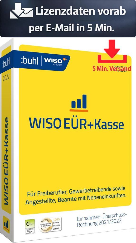 WISO EÜR & Kasse 2022 (1 PC - 1 Jahr) ESD Finanzen, Steuer Recht 5 Min. Versand als Download per Mail