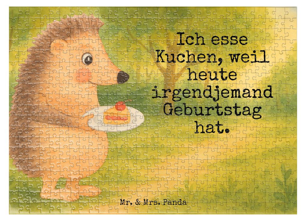 Mr. & Mrs. Panda Puzzle Igel Kuchenstück Design 551 Teile - Weiß - Geschenk, Geburtstagskuchen, Kuchen, Backen, Lustige Sprüche, 2000, 300, Tort...