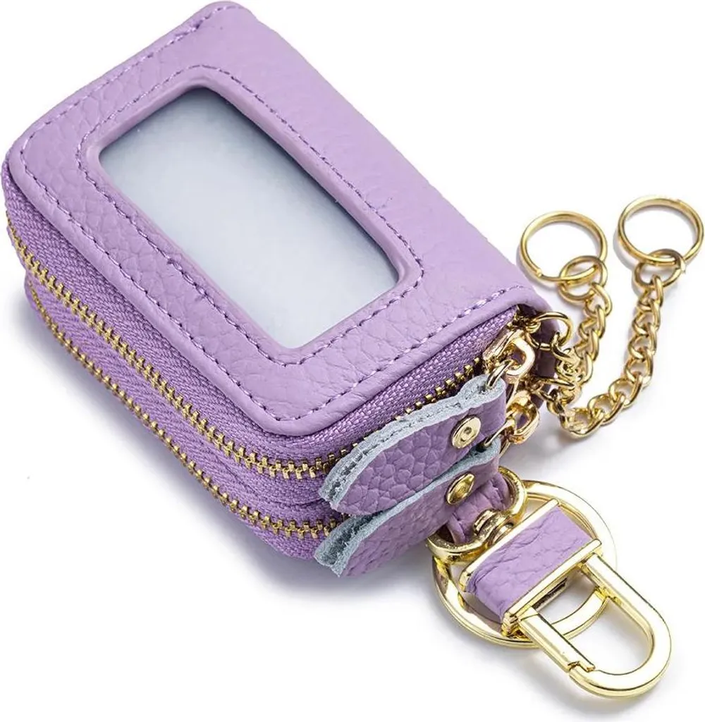 Portafoglio Elegante LILA Vera Pelle: Porta Chiavi e Grande Spazio