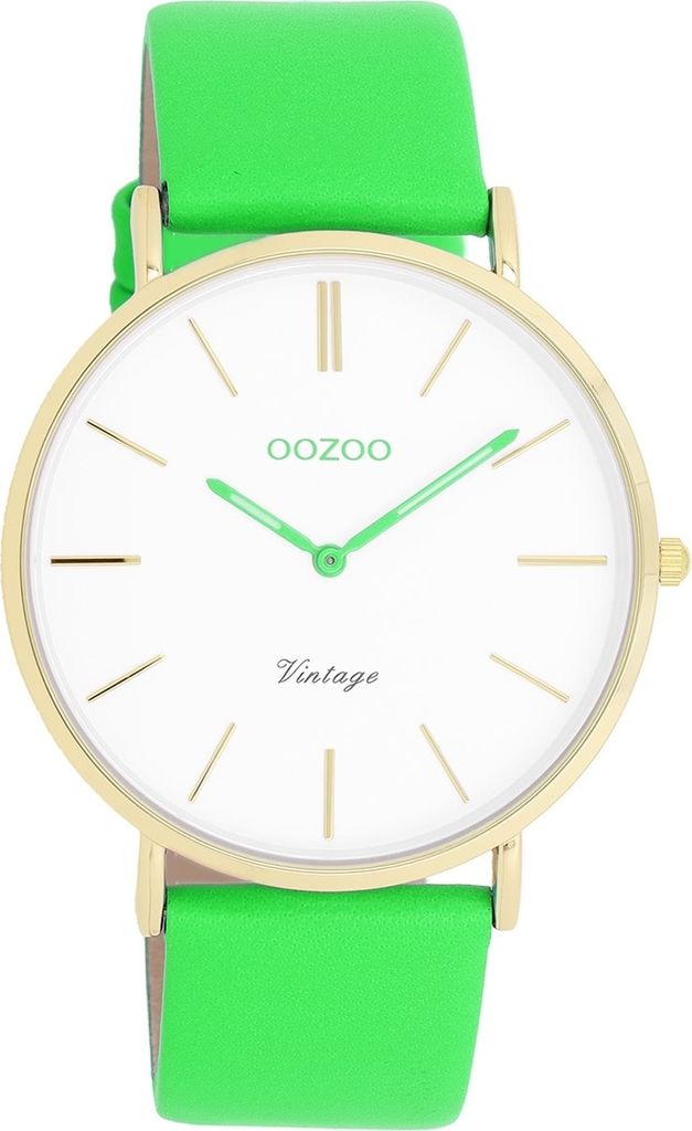 Oozoo Armbanduhr grün Leder Vintage Series Damen Analog-Quarzuhr UOC20316