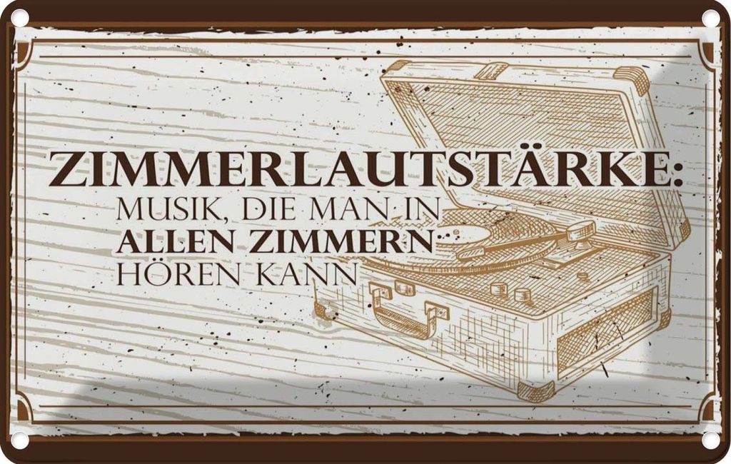 vianmo Blechschild 12x18 cm Zimmerlautstärke: Musik, die man in Spruch Zitat