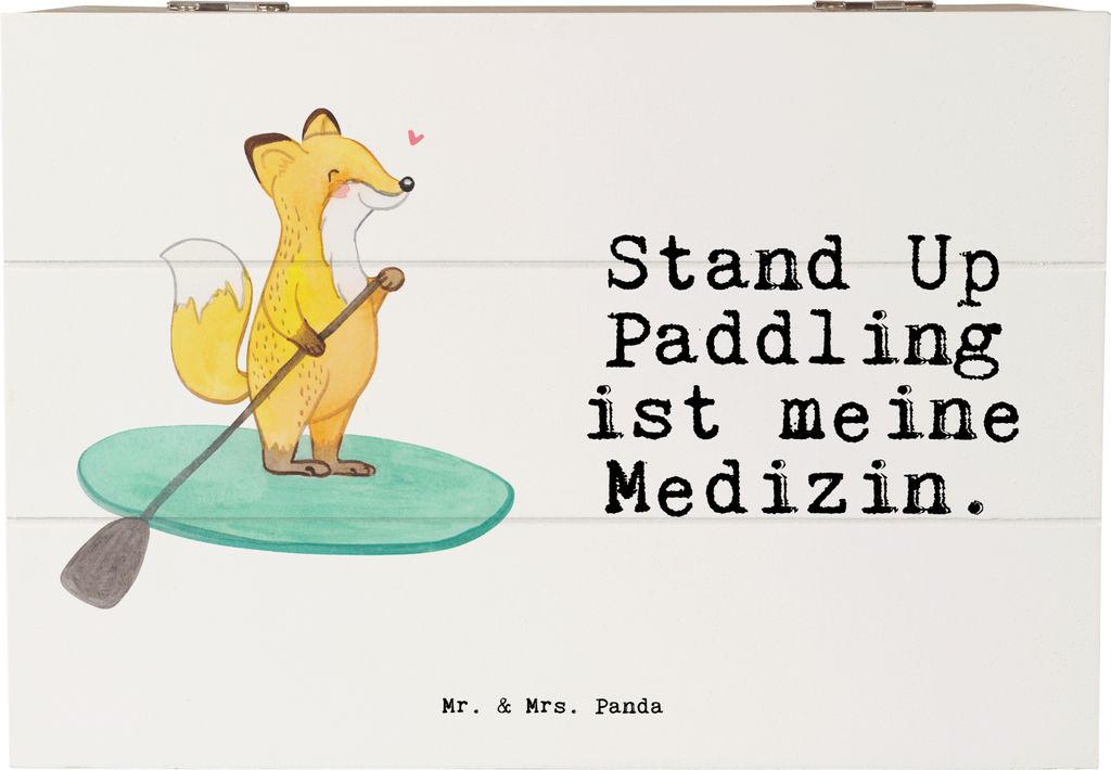 Mr. & Mrs. Panda Box Fuchs Stand Up Paddling 22 x 15 cm - Weiß - Geschenk, Paddle, SUB, Kiste mit Deckel, Boarding, Erinnerungskiste, Schatulle, f...