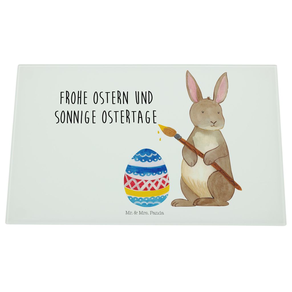 Mr. & Mrs. Panda schneidbrett Hase Eier Malen - Weiß - Geschenk, Glasschneidebrett, Küchenbrett, Kaninchen, Osterhase, Frohe Ostern, Schneidplatt...