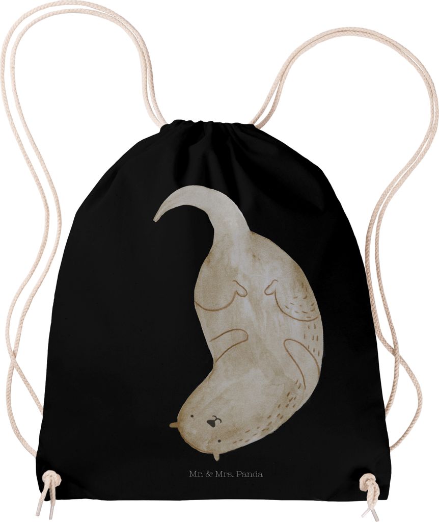 Mr. & Mrs. Panda Turnbeutel Otter Kopfüber - Schwarz - Geschenk, Niedlich, Stoffbeutel, festival tasche, Süß, Jutebeutel, wander rucksack, Beute...