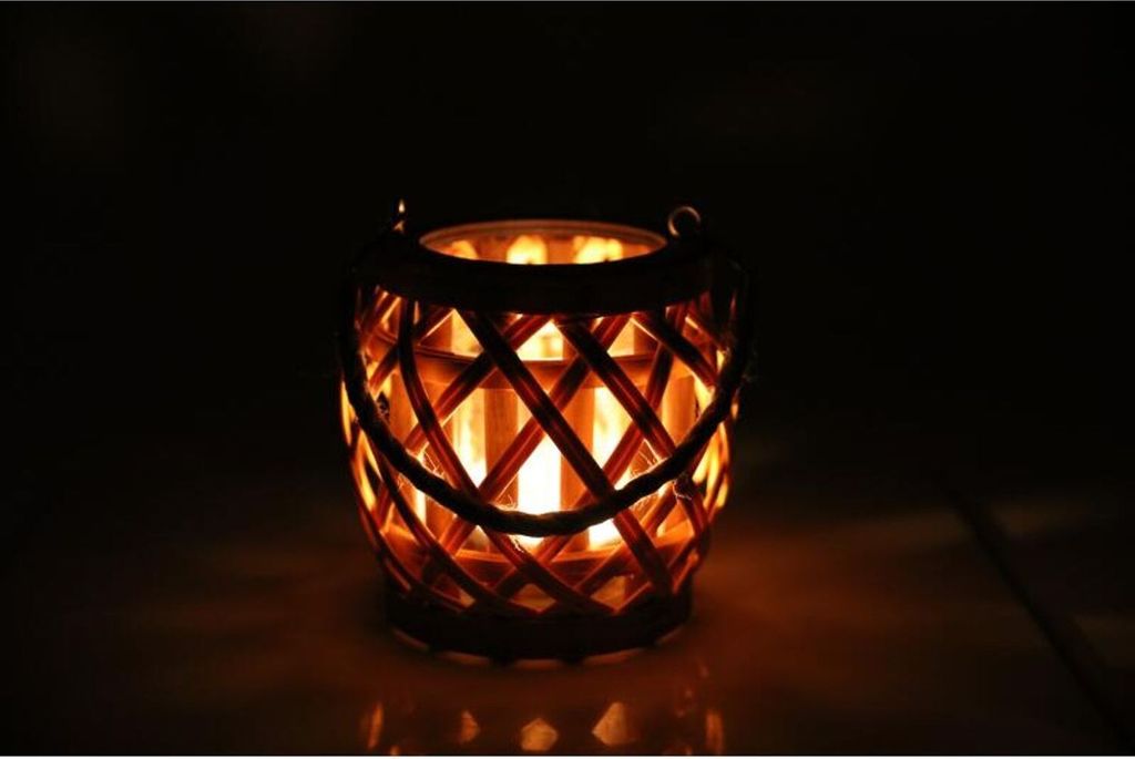 Weidenlaterne D15cm H14cm mit Glaseinsatz Windlicht Kerzenständer Kerzenhalter