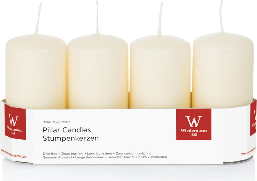 Wiedemann 218156.073 Stumpenkerze - 100 x 50 mm, 4 Stück, bisquit