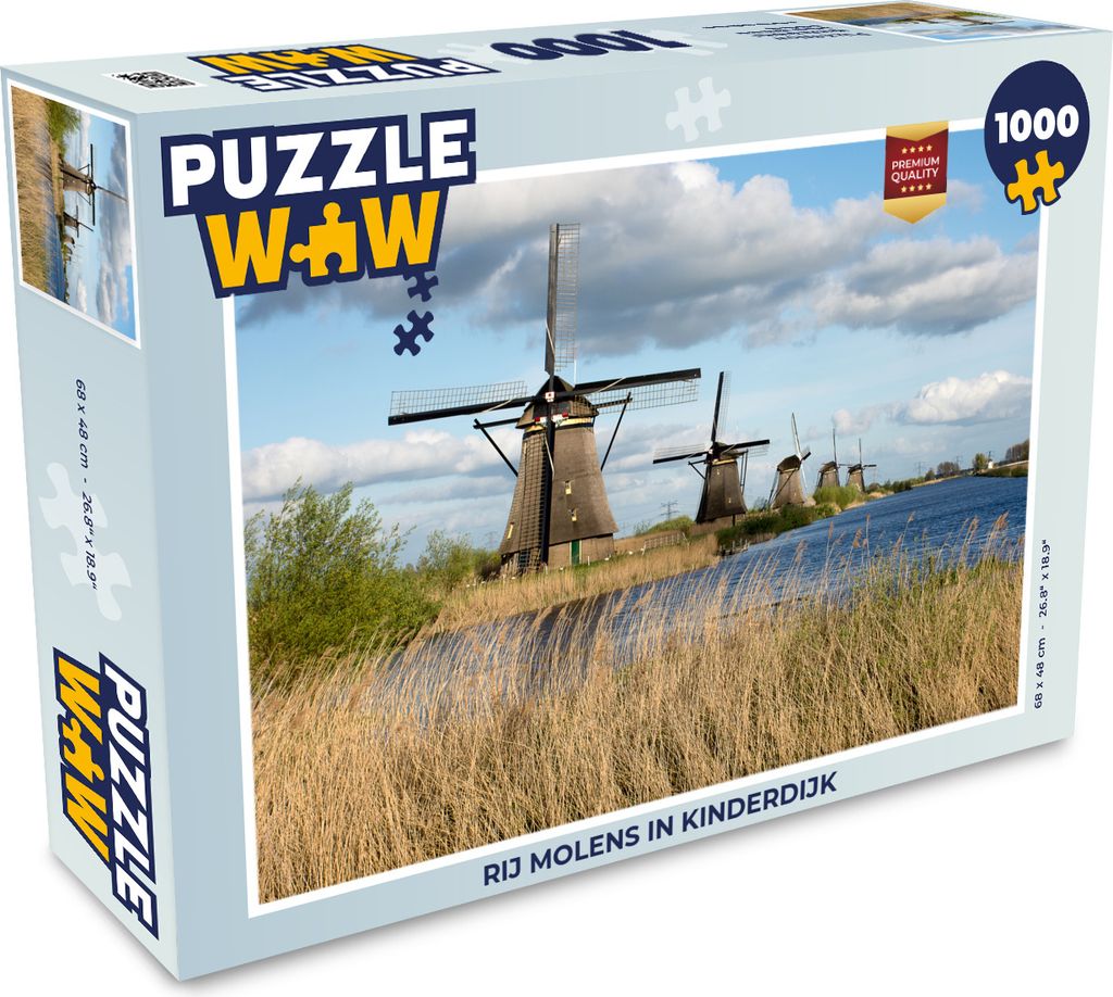 MuchoWow Puzzle 1000 Teile Reihe von Windmühlen in Kinderdijk - Erwachsene - Rätsel