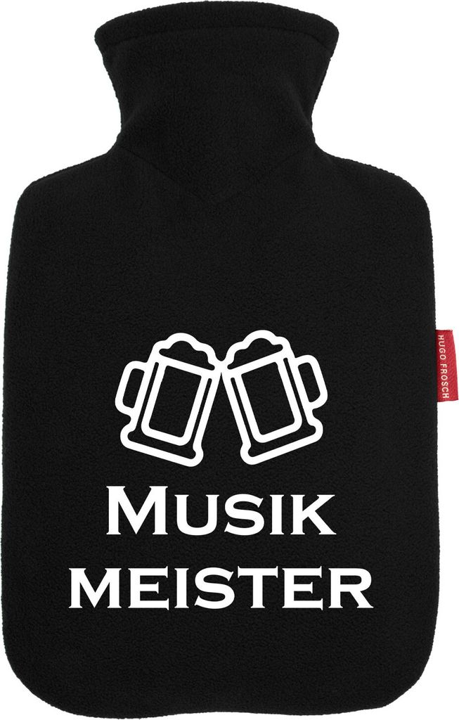 Huuraa Wärmflasche Musikmeister Spielmanszug 1,8 Liter Black Classic Veloursbezug Bettflasche Geschenkidee