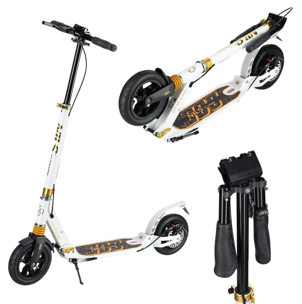 Trottinette classique White-Gold pliable avec guidon ajustable 3 niveaux