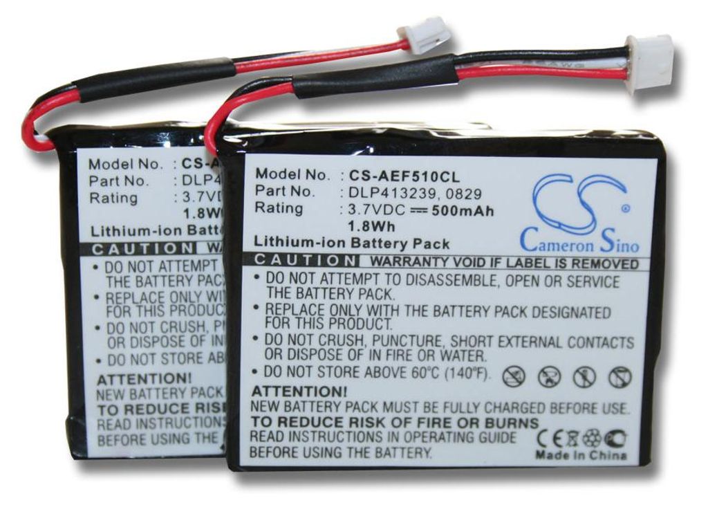 vhbw 2x Akku Ersatz für AEG DLP413239, 0829 für schnurlos Festnetz Telefon (500 mAh, 3,7 V, Li-Ion)