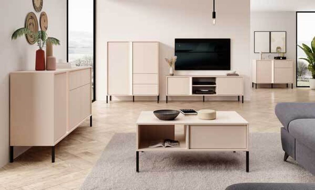 Wohnzimmer-Set Wohnwand Dast 5-teilig beige mit Produktbild 