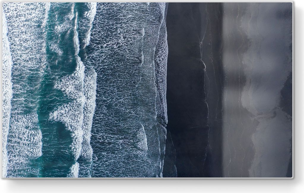 DEQORI Frühstücksbrett Glas 23x14 cm 'Meereskontraste' Schneidebrett Schneideplatte