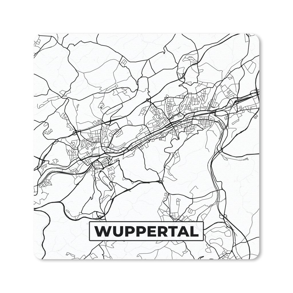 MuchoWow Mauspad Mousepad Karte - Wuppertal - Karte - Stadtplan 20x20 cm - Mousepads - Maus Mat - Pad - Mausunterlage - Desk Mat - Bureauartikeln