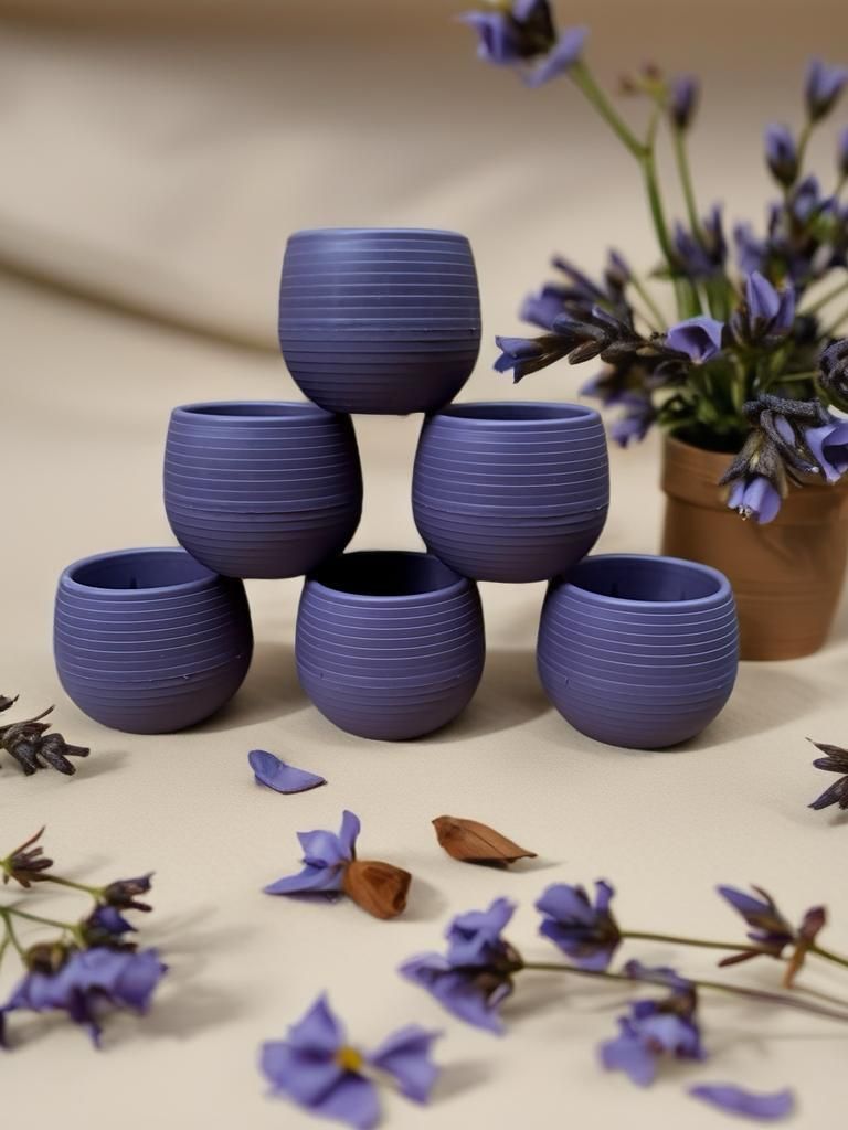 Zestaw 6 okrągłych doniczek Cactus w kolorze fioletowym, 10 Zdjęcie produktu 