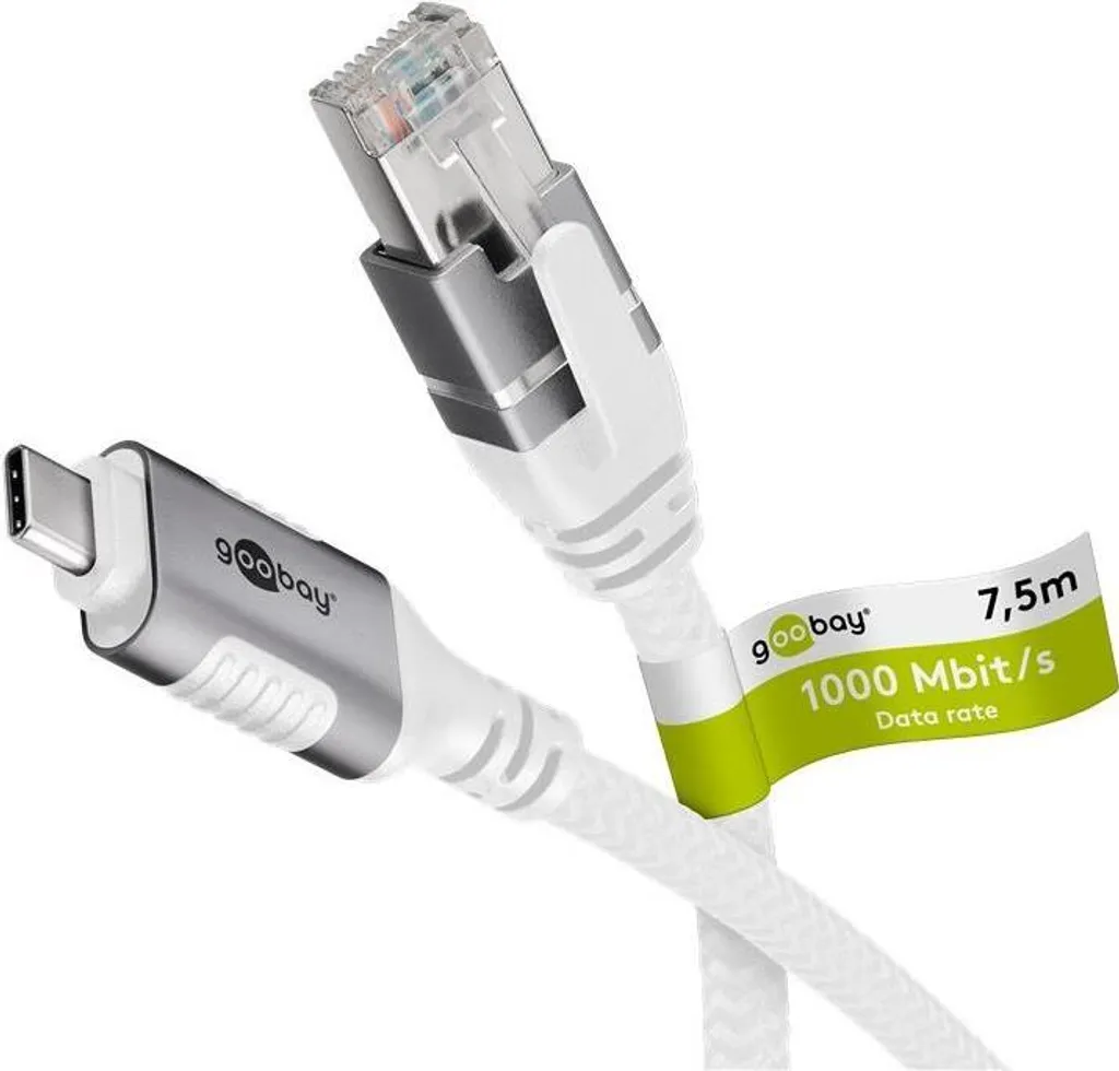 Cavo LAN Goobay 74179 Cat6 7.5m Bianco | Gaming e Streaming 4K No Lag