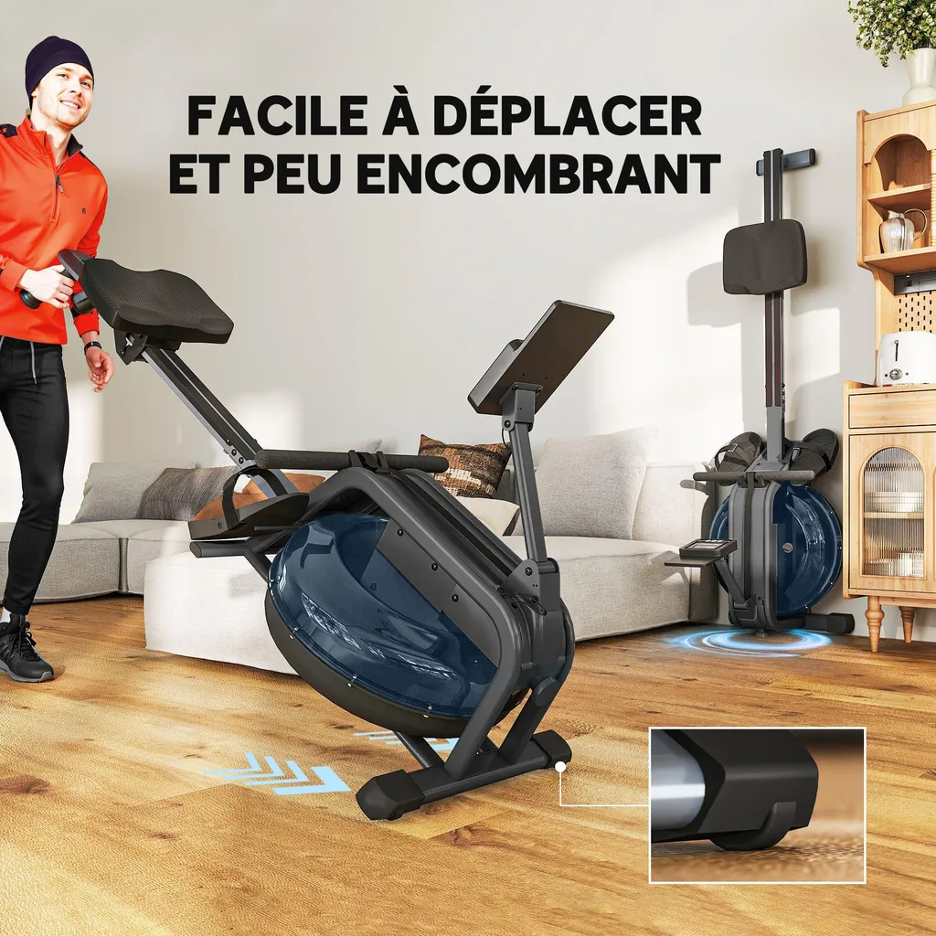 Rameur de musculation à résistance à eau avec Écran LCD SPORTNOW - 6