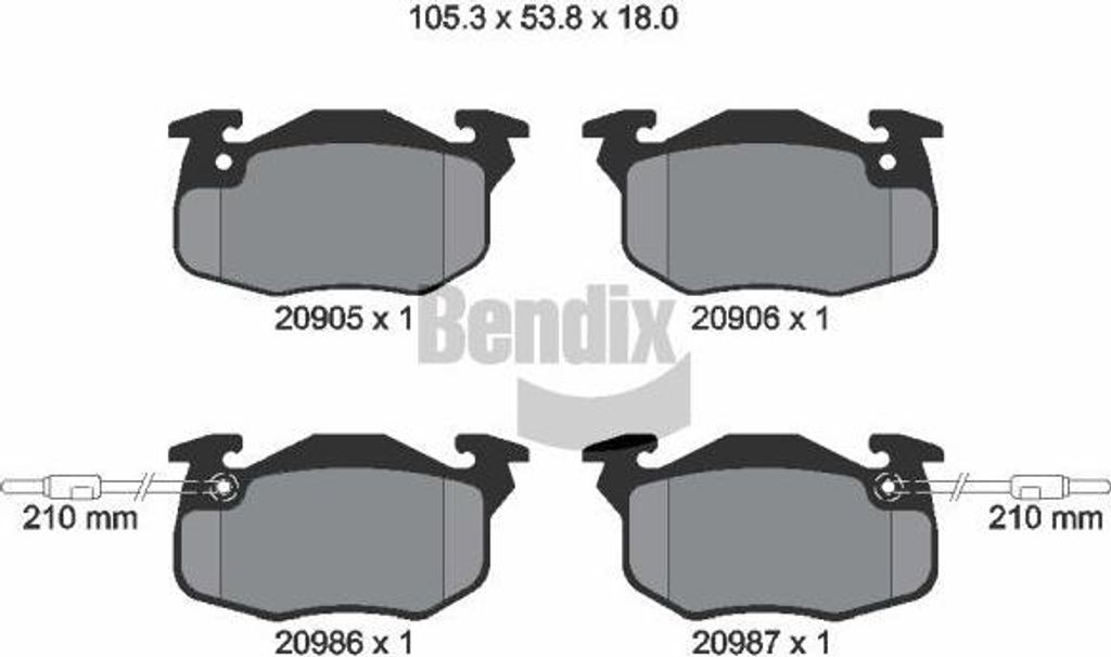 BENDIX Braking BPD1063 Bremsbelagsatz, Scheibenbremse OE 1617247780 kompatibel mit Saxo, 106, 205, 309, Clio, Express, Rapid