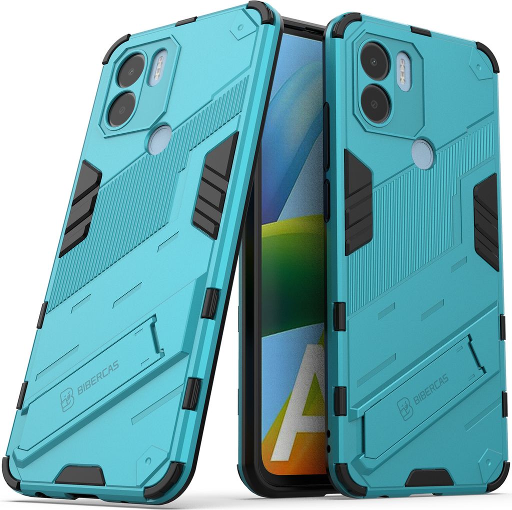 Armor Hülle für Xiaomi Poco C50/Redmi A1+/Redmi A2+, Hybrid PC TPU Bumper Stoßfestes Schutzhülle mit Standfunktion Blau