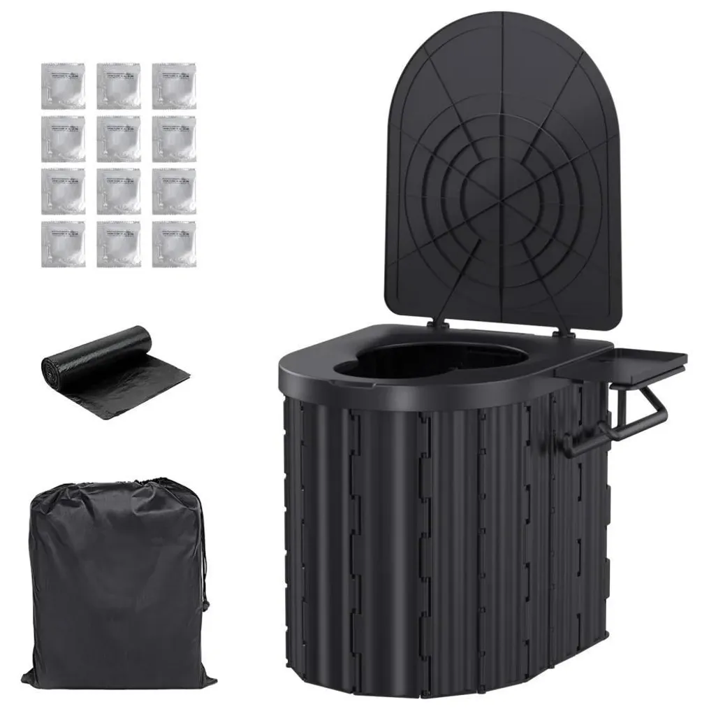 Toilettes portables sans odeur noir solution compacte évacuation facile