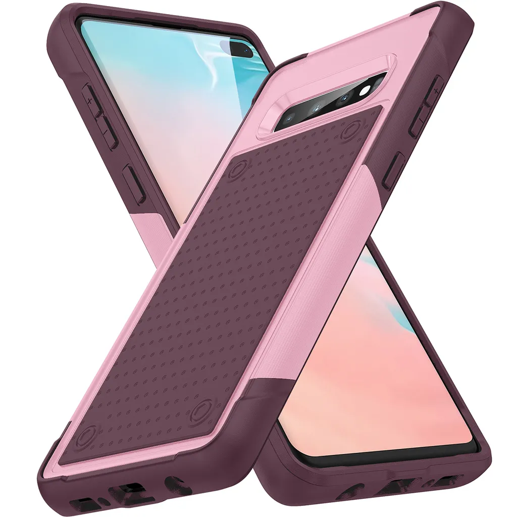 Cover 2in1 per Samsung S10 Plus Rosa Rosso Antiurto Grado Militare