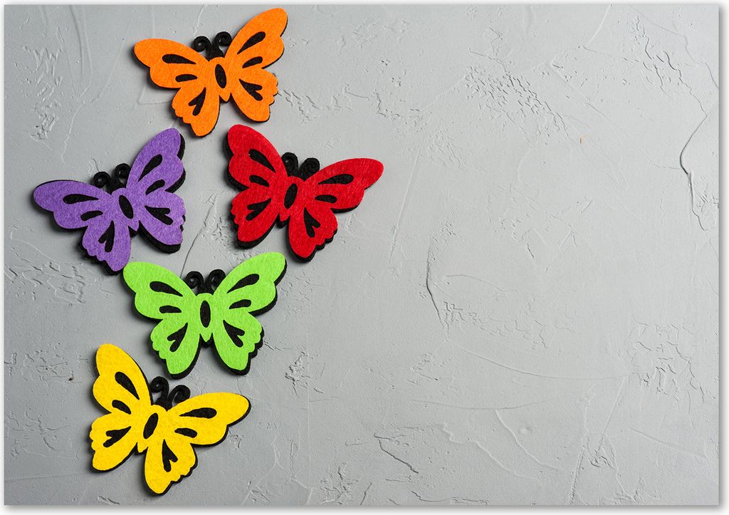 Tulup Glas-Bild - 100 x 70 - Wandbild aus Glas - Wandkunst - Wandbild hinter gehärtetem Sicherheitsglas - Tiere - Bunte Schmetterlinge - Mehrfarbig