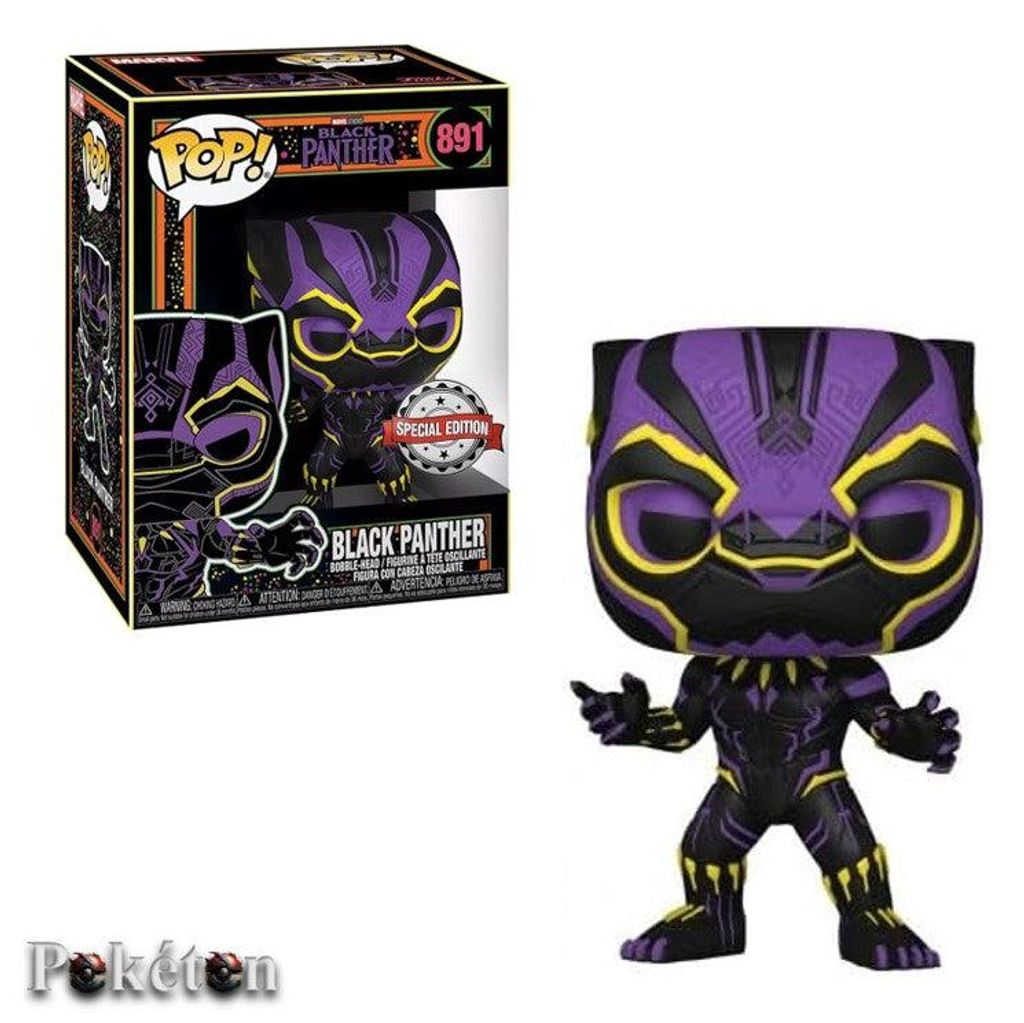 Funko Pop! Marvel: Black Panther - Black Panther (Black Light) #891 Special Edition Exclusive
