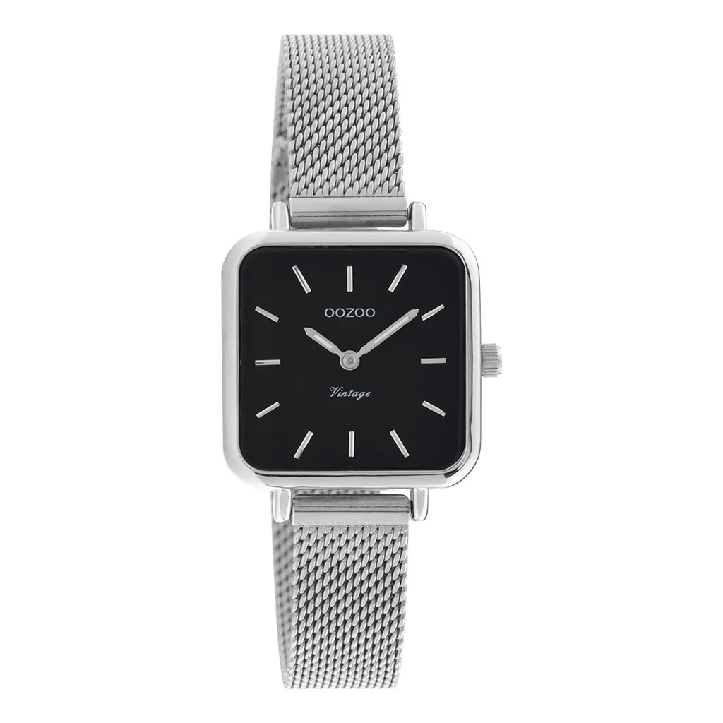 Oozoo Vintage Orologio Donna Quadrato 26mm Madreperla Argento Nero