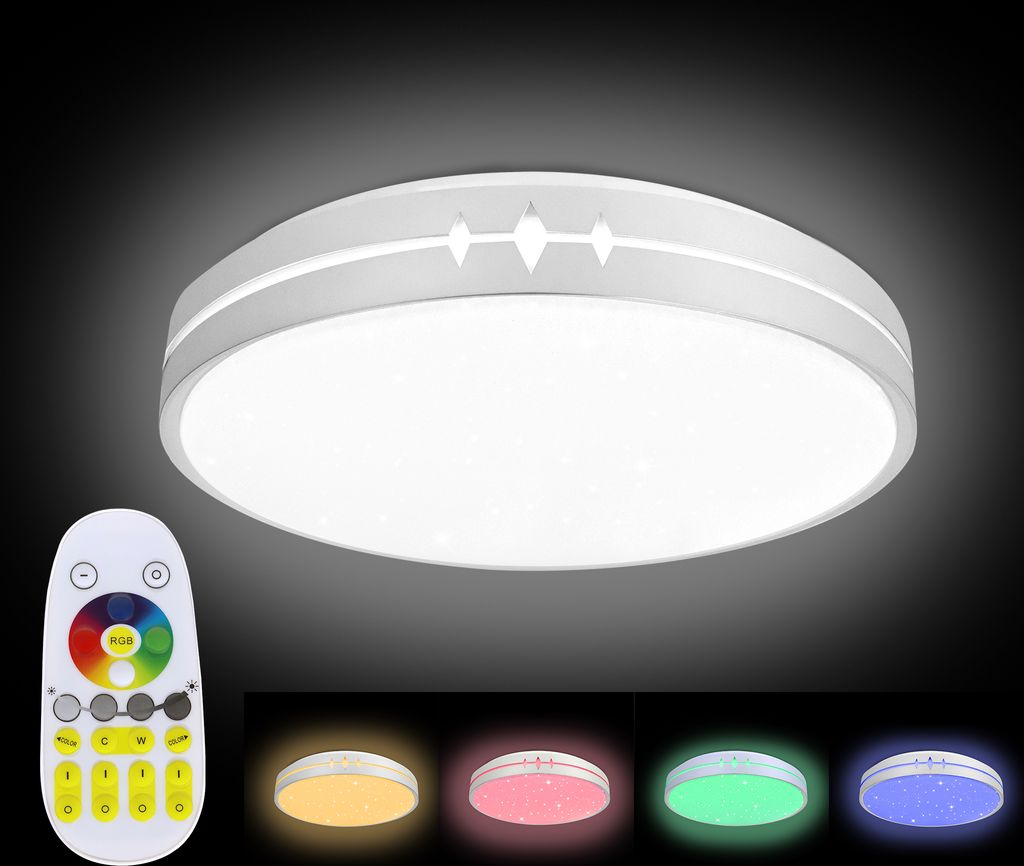 XMTECH LED Deckenleuchte Dimmbar mit Fernbedienung, 60W Deckenlampe RGB Farbwechsel Rund, Sternenhimmel Lampe für Schlafzimmer Küche Kinderzimmer...